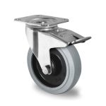 Rueda industrial de medias cargas, SOPORTE PREMIUM, modelo R4E2 B34, PLACA GIRATORIA CON FRENO