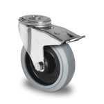 Rueda industrial de medias cargas, SOPORTE PREMIUM, modelo R4E2 B34, AGUJERO PASANTE CON FRENO