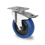Rueda industrial de medias cargas, SOPORTE PREMIUM, modelo R4E1 B34, PLACA GIRATORIA CON FRENO