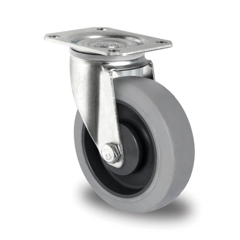 Rueda industrial de medias cargas, SOPORTE BASIC, modelo P2D2 B32, PLACA GIRATORIA