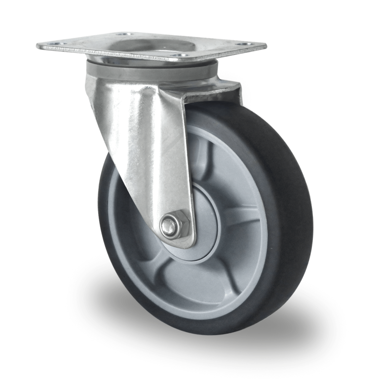 Rueda industrial de medias cargas, SOPORTE BASIC, modelo P2G2 B32, PLACA GIRATORIA