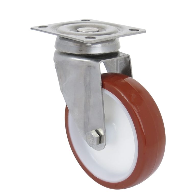 Rueda industrial de acero inoxidable, SOPORTE UNITY, modelo RPU, PLACA GIRATORIA