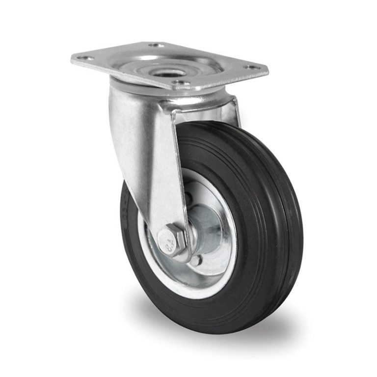 Rueda industrial de medias cargas, SOPORTE BASIC, modelo SWS4 R0N, PLACA GIRATORIA