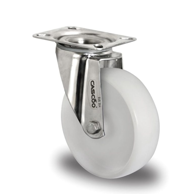 Rueda industrial de acero inoxidable, SOPORTE INNOVATION, modelo N0N0 L0N, PLACA GIRATORIA