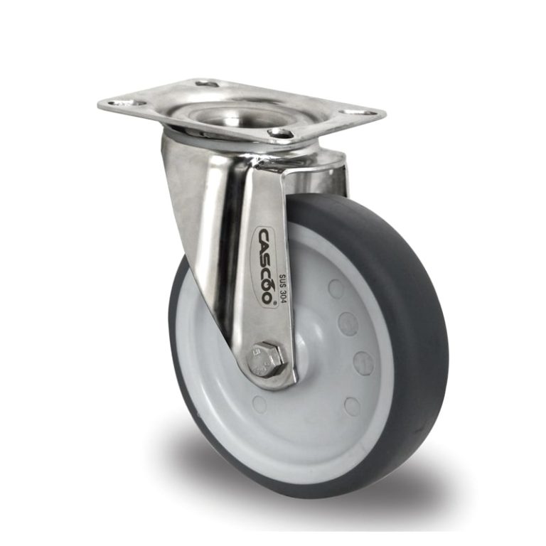 Rueda industrial de acero inoxidable, SOPORTE INNOVATION, modelo P2W2 L0N, PLACA GIRATORIA