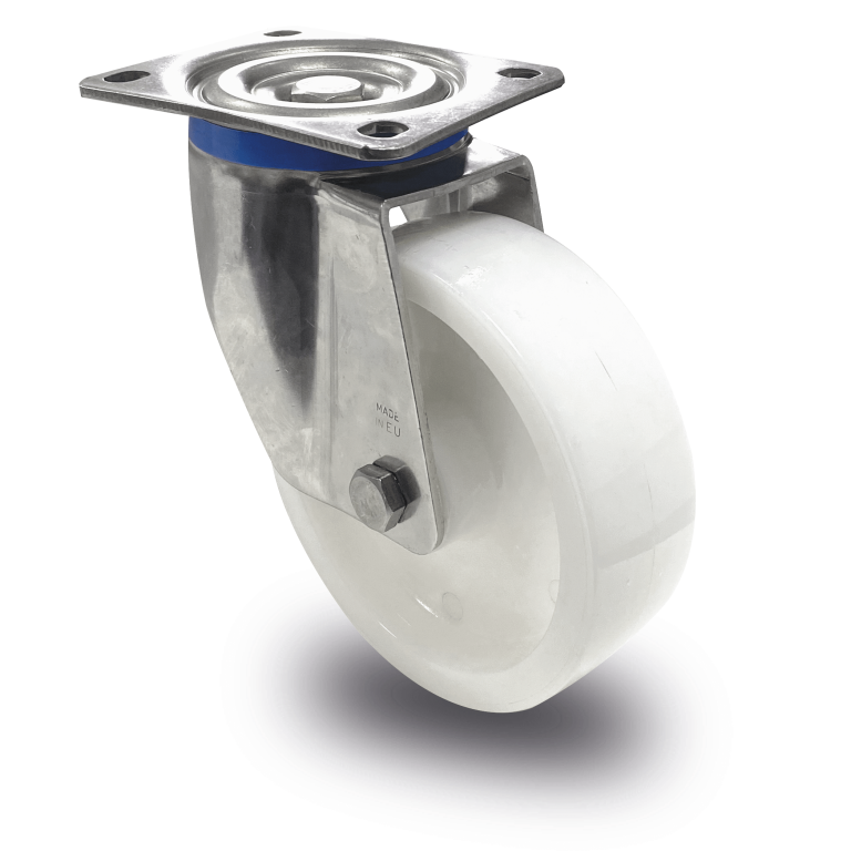 Rueda industrial de acero inoxidable, SOPORTE IP, modelo TQL-P, PLACA GIRATORIA