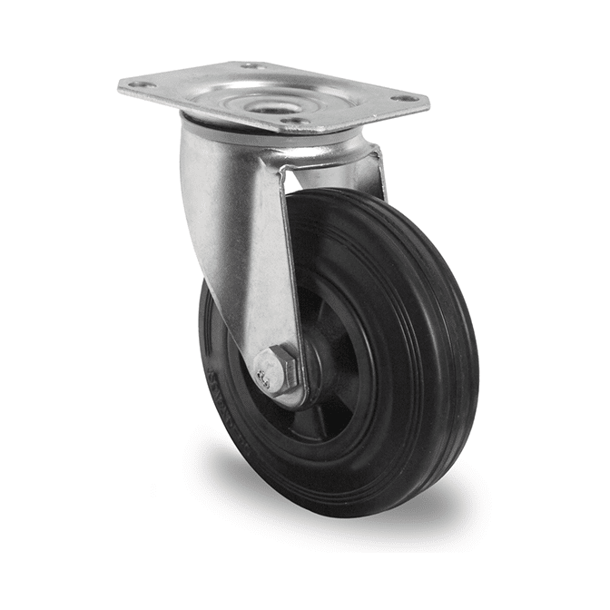 Rueda industrial de contenedores, SOPORTE BINS, modelo P4S4 P0N, PLACA GIRATORIA