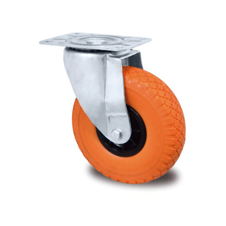 RUEDA IMPINCHABLE 260MM CON LLANTA DE PLASTICO / PLACA GIRATORIA