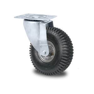 RUEDA NEUMATICA 6 LONAS 260MM CON LLANTA METALICA / PLACA GIRATORIA