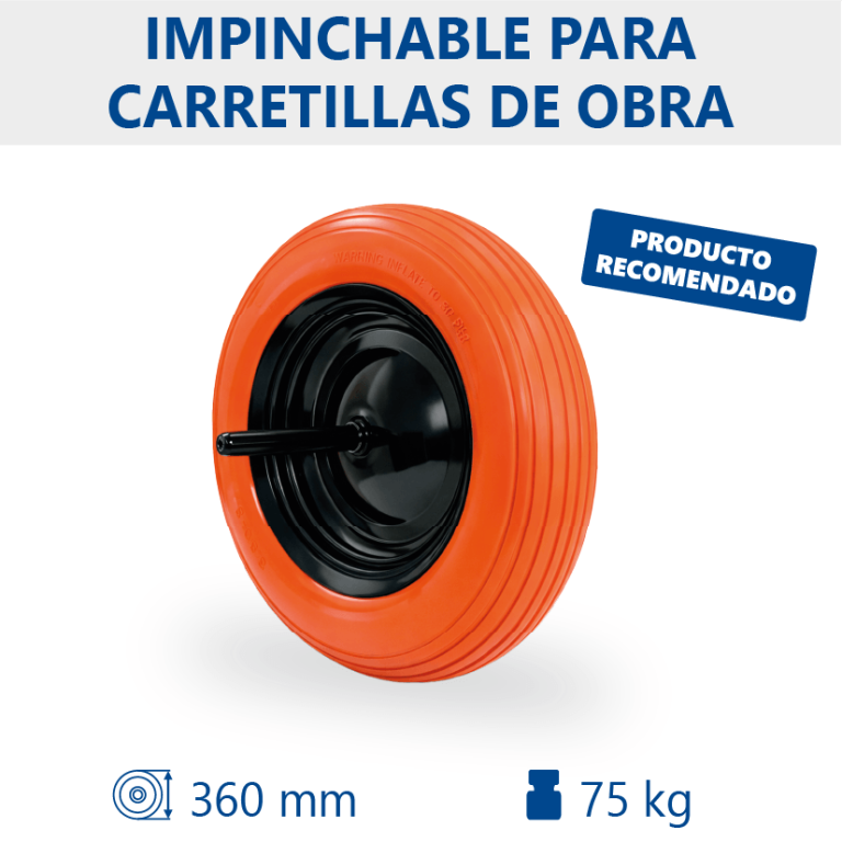 Rueda impinchable para carretillas de obra Ø360mm