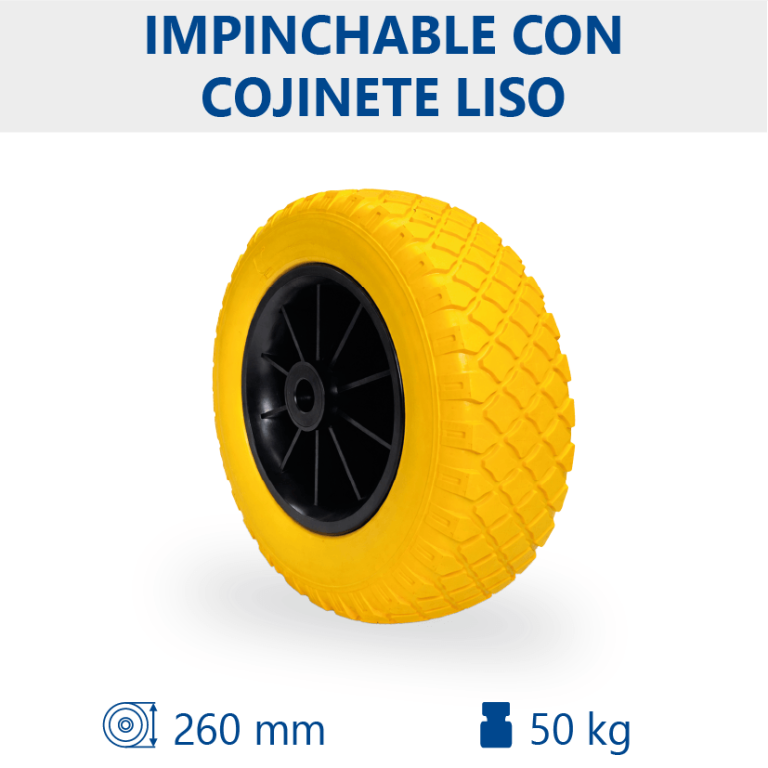 Rueda impinchable Ø260mm con cojinete liso