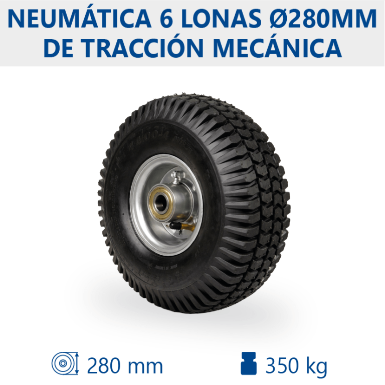 Rueda neumática 6 lonas Ø280mm de tracción mecánica
