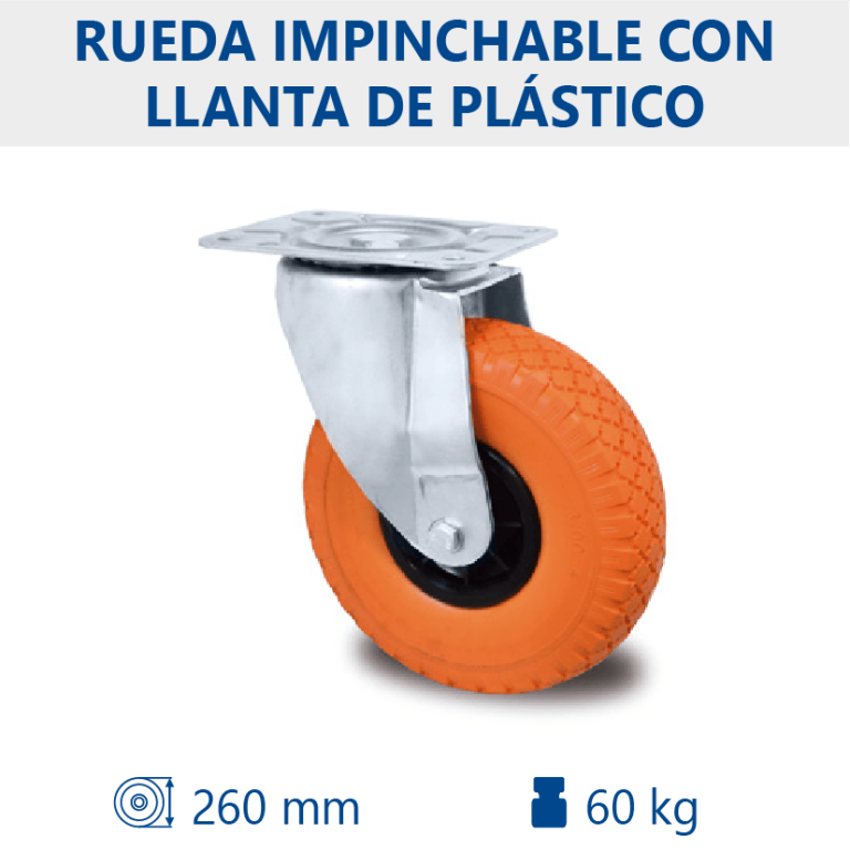 Rueda impinchable de Ø260mm con rodamiento de rodillos